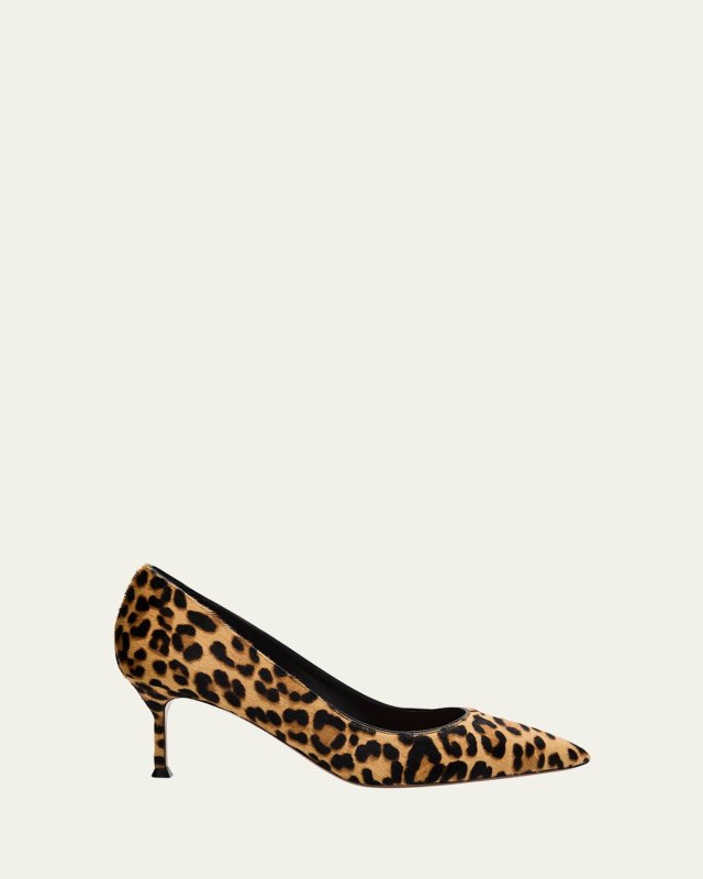 Purist Leopard-Print Pony Hair Kitten-Heel Pumps